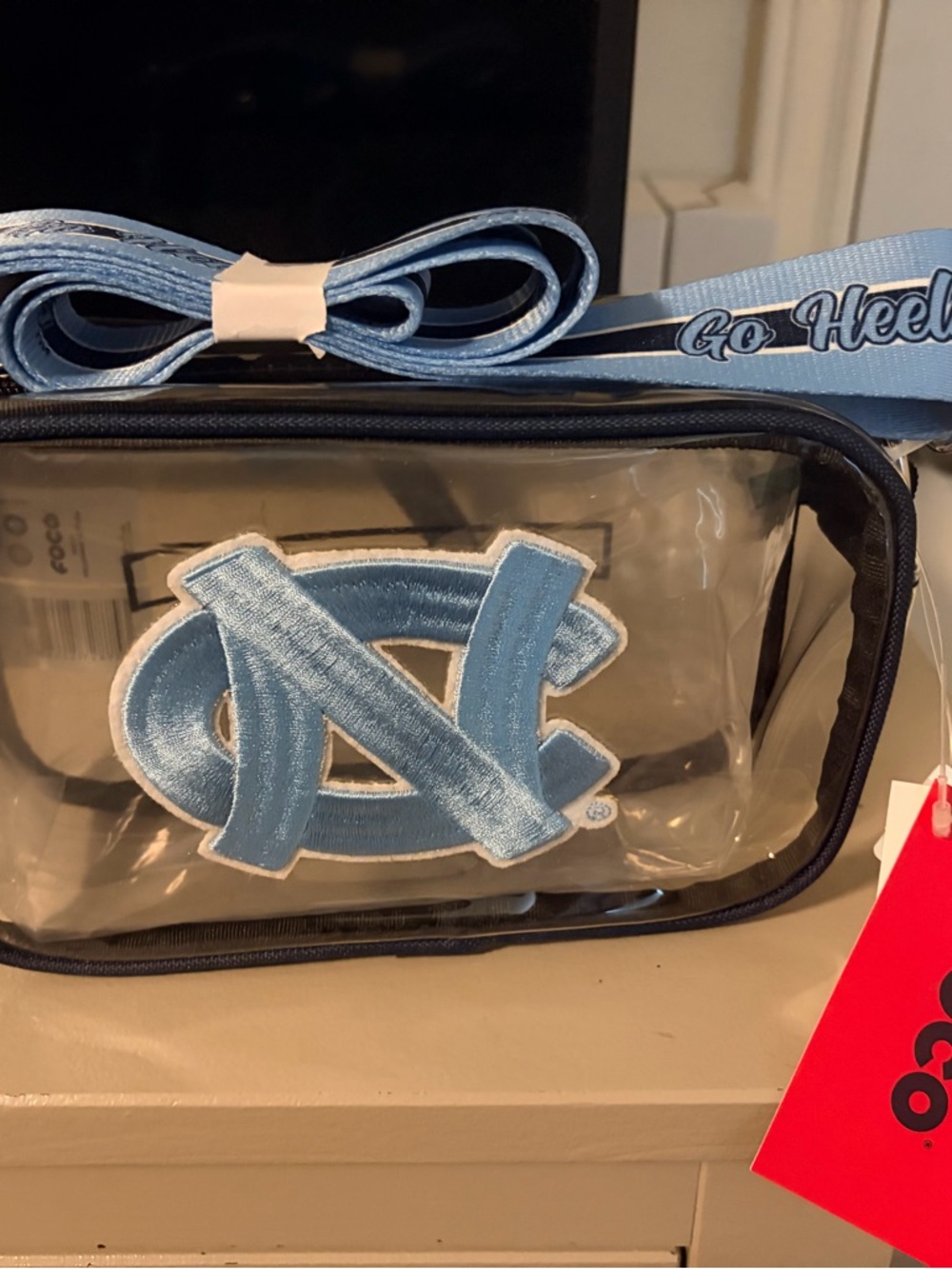FOCO NCAA North Carolina Tar Heels Stadium Team Stripe Clear Crossbody Bag